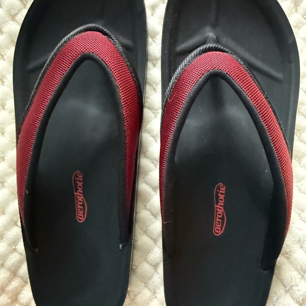 Women's Black and Red Sandals